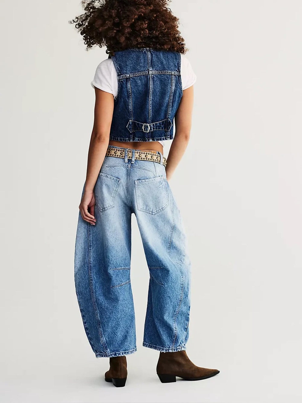 Free People (We The Free) Good Luck Mid Rise Barrel Jeans Size 27 - Picture 3 of 9